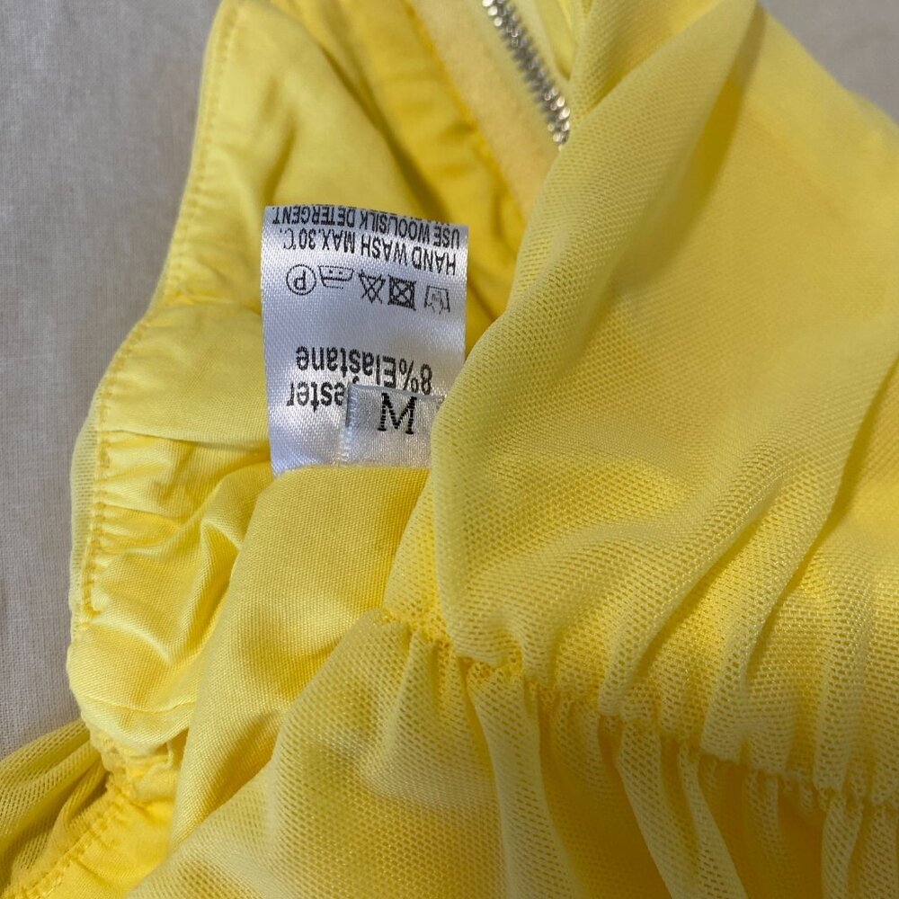 Strapless Yellow Ruched Crop Top - Picture 10 of 11